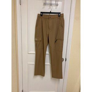 Brown Hiking Cargo Pants Water Resistant Quick Dry UPF 50+ zipper Pockets Sz L
